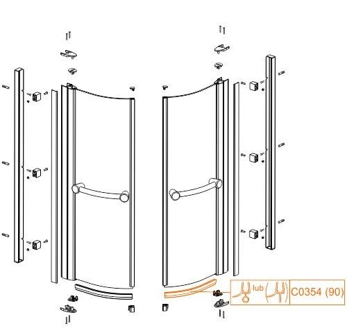 Uszczelka pozioma dolna 710 mm od kabin półokrągłych 90 cm KP2-PRIIa/EX z serii PRESTIGE II SANPLAST | 660C0354
