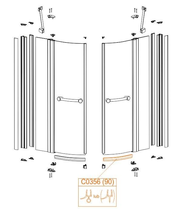 Uszczelka pozioma dolna 900 mm do kabiny prysznicowej KP4-PRIIa/EX Prestige II SANPLAST | 660C0356