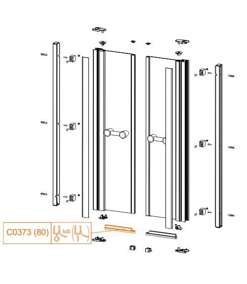 Uszczelka pozioma dolna 322 mm do drzwi wahadłowych 80 cm kabin PRESTIGE II SANPLAST | 660C0373