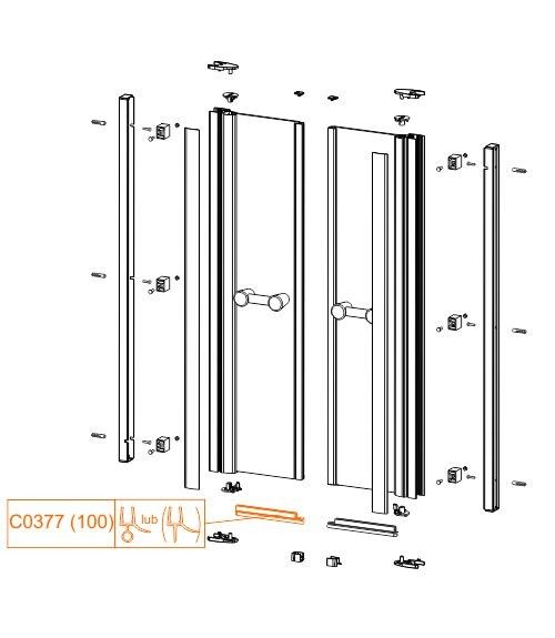Uszczelka pozioma dolna 422 mm do drzwi wahadłowych DD-PRIIa/EX 100 cm PRESTIGE II SANPLAST | 660C0377