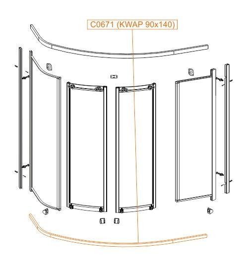 Profil gięty dolny do kabiny SANPLAST | 660C0671