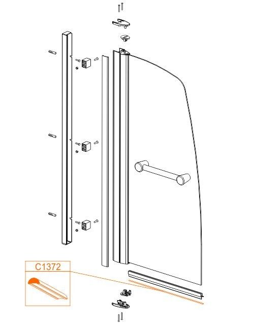 Próg do kabiny Free Line 90 aluminiowy SANPLAST | 660C1372
