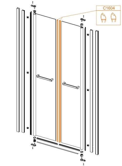 Uszczelka magnetyczna drzwi wahadłowych komplet SANPLAST | 660C1604