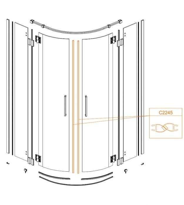 Uszczelka magnetyczna do kabin prysznicowych komplet SANPLAST | 660C2245