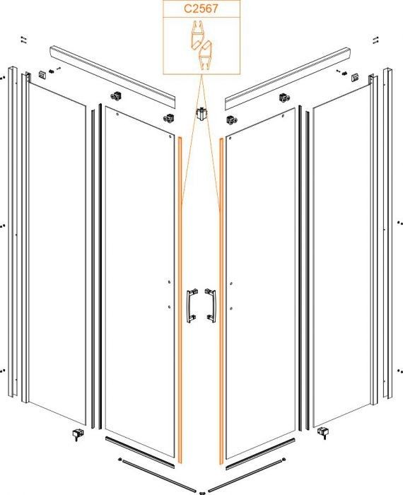 Uszczelka pionowa do kabiny prysznicowej magnetyczna kompletna SANPLAST | 660C2567
