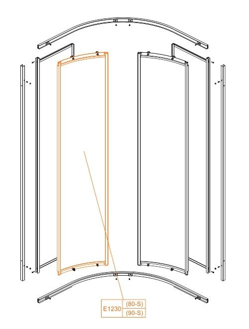 Element kabiny do KP4/Eco-80 szkło hartowane SANPLAST | 660E1230