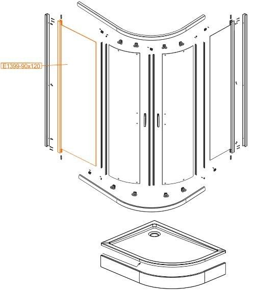 Element stały do kabiny prysznicowej szkło hartowane SANPLAST | 660E13993823100