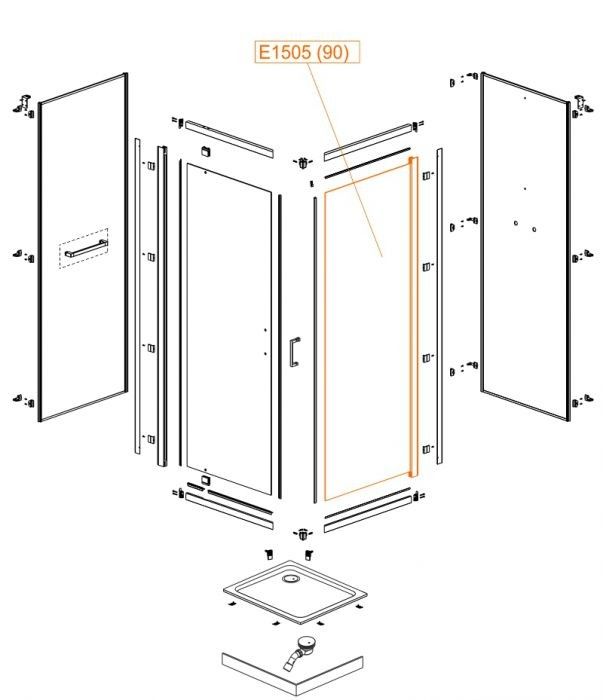Element stały do kabin prysznicowych szkło hartowane SANPLAST | 660E15053840100