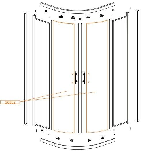 Szyba gięta 900 mm do KP4/ASPII szkło hartowane SANPLAST | 660S0852