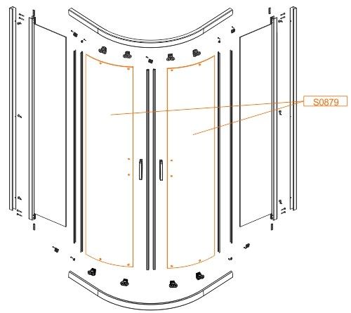 Element ruchomy 900 mm do KP4/TX5-90-S szkło SANPLAST | 660S08790040100