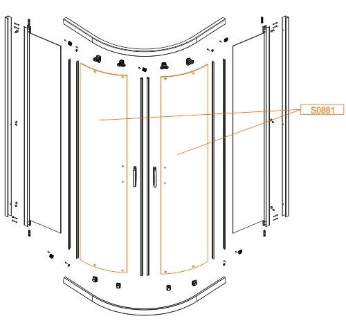 Szyba gięta do KP4/TX4 szkło hartowane SANPLAST | 660S08810022000