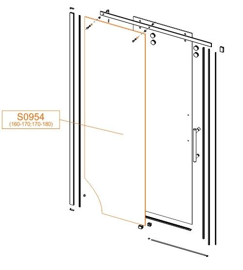 Szyba stała do drzwi D2/ALTII (160-180) szkło hartowane SANPLAST | 660S09540040100