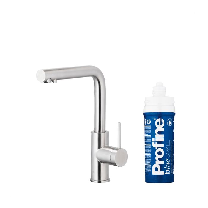 Bateria zlewozmywakowa stojąca z funkcją filtracji wody, filtr BLUE S ARMATURA KRAKÓW DUERO PURE BASIC 1-otworowa ze stali nierdzewnej inox  | 662391322