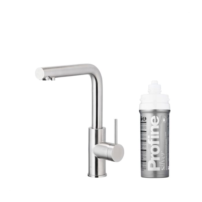 Bateria zlewozmywakowa stojąca z funkcją filtrowania wody, filtr SILVER S ARMATURA KRAKÓW DUERO PURE BASIC 1-otworowa ze stali nierdzewnej inox  | 662391422