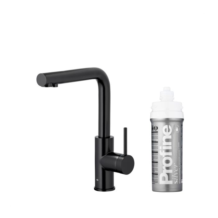 Bateria zlewozmywakowa stojąca z funkcją filtrowania wody, filtr SILVER S ARMATURA KRAKÓW DUERO PURE BASIC 1-otworowa ze stali nierdzewnej black  | 662391481
