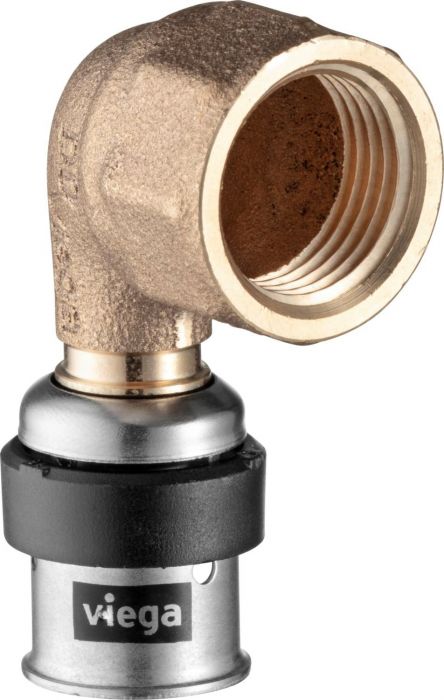 Łuk przejściowy 90° z SC-Contur z brązu przyłącze zaprasowywane GW 20 mm x 3/4" Smartpress 6714.1 z wielokątem
