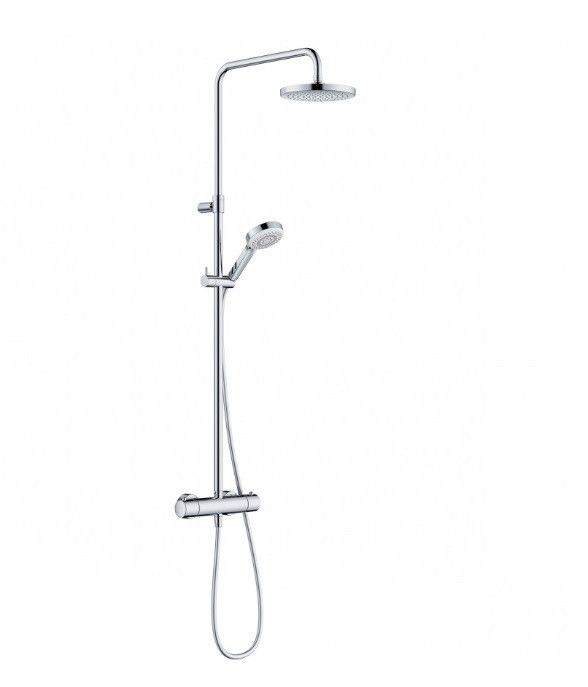 DIVE DUAL SHOWER SYSTEM zestaw natryskowy sDive z termostatem, z rączką 3-strumieniowa (Body/Hair/Skin) do montażu naściennego wąż natryskowy G 1/2 x G 1/2 x 1600 mm, dolne odprowadzenie natrysku G 1/2, głowica natrysku DN 15 Ø 250 mm 1-strumieniowa chrom