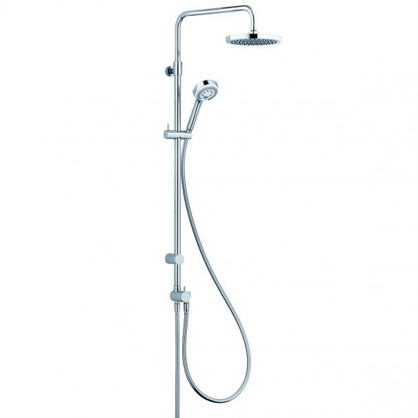 Dual shower system naścienny KLUDI LOGO 3s mosiądz głowica Ø 200mm, wąż 1600 mm G 1/2 x G 1/2 chrom regulacja ramienia w pionie i w poziomie z zestawem mocującym | 680910500