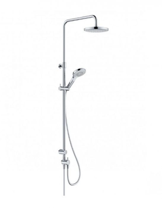 Zestaw natryskowy z rączką 3-strumieniowa (Body/Hair/Skin) KLUDI DIVE DUAL SHOWER SYSTEM xDive do montażu naściennego wąż natryskowy G 1/2 x G 1/2 x 1600 mm, dolne odprowadzenie natrysku G 1/2, głowica natrysku DN 15 Ø 250 mm 1-strumieniowa chrom z pionow