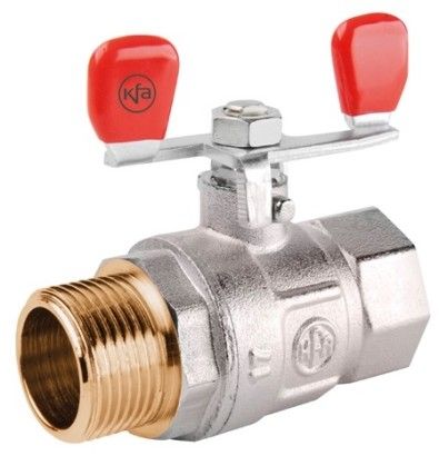 Zawór wodny kulowy pełnoprzelotowy z motylkiem i dławikiem 1/2" GW x GZ PN 25