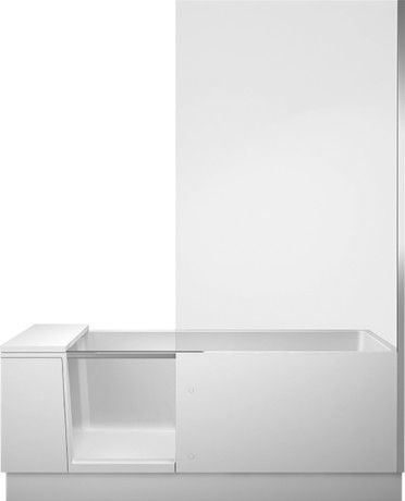 Shower&Bath wanna szkło lustrzane strona prawa z drzwiami 1700 x 750 x 2105 mm biały alpin z zamontowanymi drzwiami, ze stelażem + stelaż