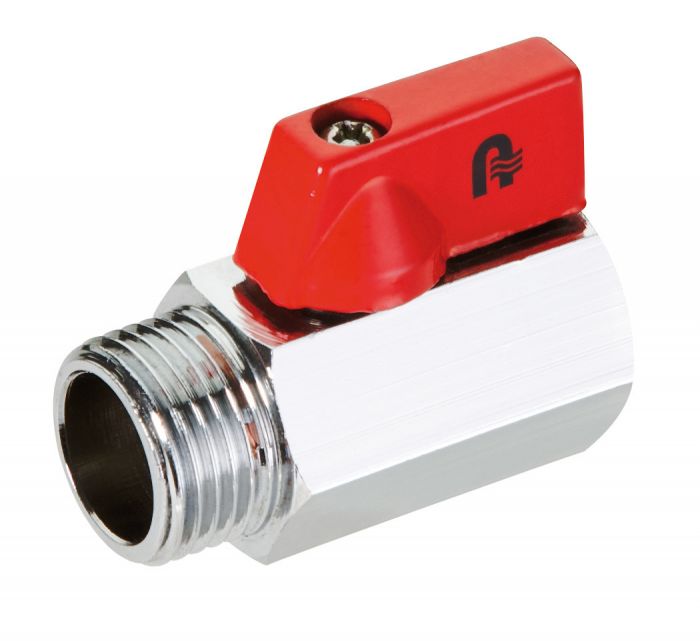 Zawór wodny kulowy mini z dźwignia 1/2" GW x GZ PN 16