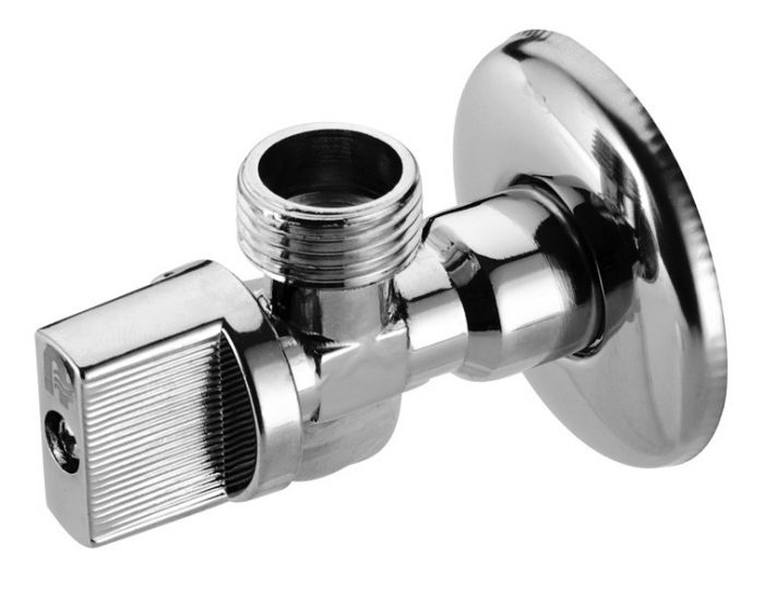 Zawór wodny kulowy kątowy z motylkiem 1/2" x 3/8" z rozetą chromowaną