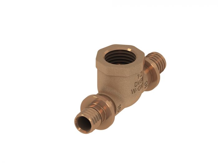 Trójnik z brązu 90° zaciskany TECEflex 40 mm x 1" x 40 mm GW