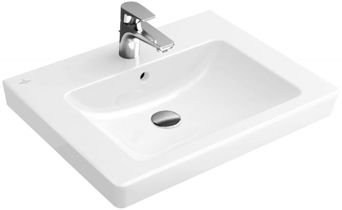 Umywalka ceramiczna VILLEROY & BOCH Subway 2.0 ścienna prostokątny z otworem z przelewem 650 x 470 mm weiss alpin z powłoką CeramicPlus  | 7113KGR1