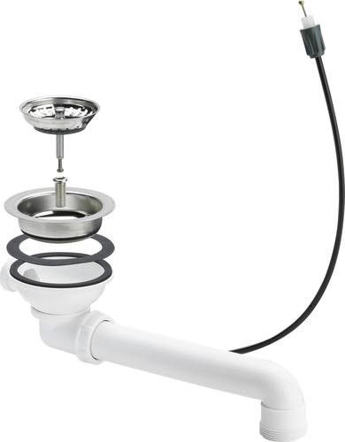 Odpływ VIEGA 7139.16 do zlewozmywaków z otworem odpływowym Ø 90 z tworzywa sztucznego 1 1/2" x Ø 114,5 cięgno Bowdena L=600 mm biały | 578893
