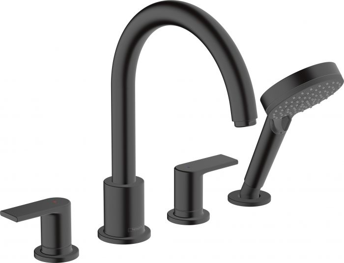 Element zewnętrzny HANSGROHE Vernis Shape 2-uchwytowa 4-otworowa baterii do montażu na brzegu wanny czarny mat | 71459670