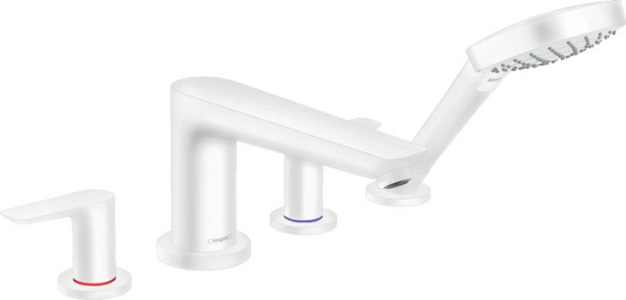 Bateria wannowa montaż na brzegu wanny HANSGROHE Talis E 4-otworowa biała mat | 71748700