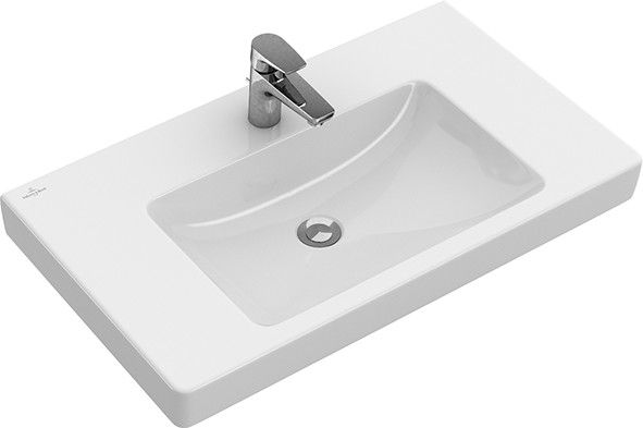 Umywalka ceramiczna VILLEROY & BOCH Subway 2.0 meblowa prostokątny z otworem z przelewem 1000 x 470 mm weiss alpin z powłoką CeramicPlus | 71751GR1