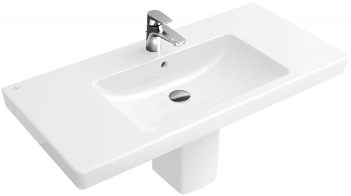 Umywalka VILLEROY & BOCH Subway 2.0 meblowa z otworem z przelewem 3 otwory (1 środkowy wybity) 800 x 470 x 150 mm weiss alpin | 71758001