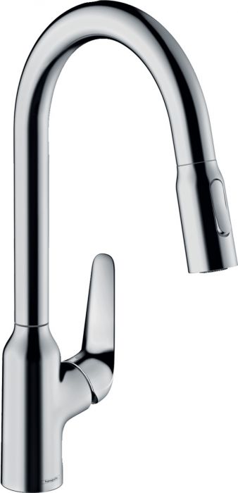 Bateria kuchenna stojąca 2jet, ComfortZone 220 HANSGROHE Focus M42 1-uchwytowa 1-otworowa może współpracować z przepływowymi podgrzewaczami wody chrom z wyciąganą i obrotową wylewką (zakres obrotu 360°) | 71800000