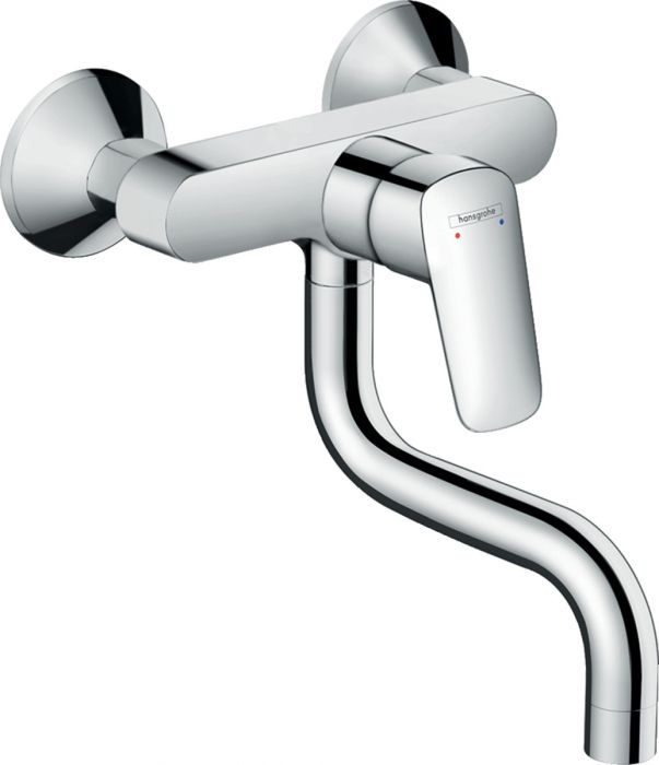 Bateria zlewozmywakowa ścienna HANSGROHE Logis 1-uchwytowa 2-otworowa metalowa chrom | 71836000
