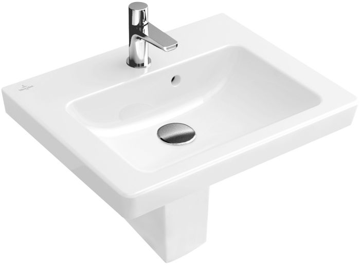 Umywalka ceramiczna VILLEROY & BOCH Subway 2.0 wisząca z otworem z przelewem 500 x 400 x 140 mm weiss alpin z powłoką CeramicPlus | 731550R1