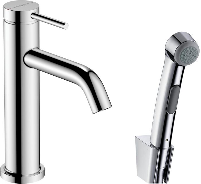 Bateria umywalkowa stojąca HANSGROHE TECTURIS S 1-uchwytowa 1-otworowa chrom w komplecie: główka prysznicowa Bidette 25 mm, uchwyt prysznicowy, wąż prysznicowy 1600 mm | 73211000