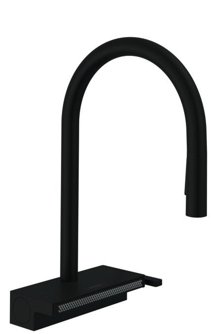 Bateria zlewozmywakowa stojąca HANSGROHE Aquno Select M81 1-uchwytowa 1-otworowa czarna matowa z wyciąganą wylewką | 73831670