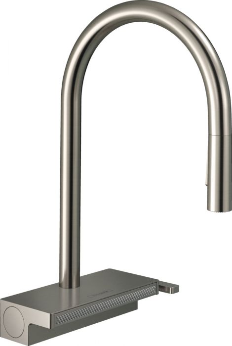 Bateria zlewozmywakowa stojąca 3jet HANSGROHE Aquno Select M81 1-uchwytowa 1-otworowa stal szlachetna finish z wyciąganą wylewką | 73837800