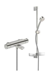 Bateria natryskowa ścienna termostatyczna ORAS NOVA chrom zawiera: rączke natrysku, drążek natrysku 650 mm, mydelniczkę, wąż natrysku 1500 mm | 7448
