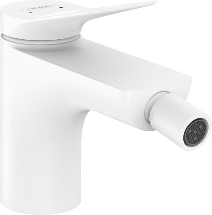Bateria bidetowa z przegubem kulowym HANSGROHE Vivenis 1-uchwytowa 1-otworowa może współpracować z przepływowymi podgrzewaczami wody biała mat | 75200700