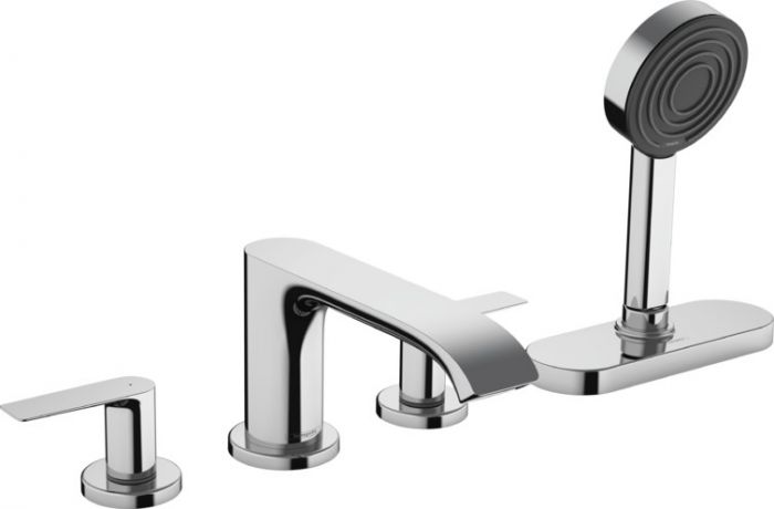 Bateria wannowa do montażu na brzegu wanny z zestawem podstawowym xBox HANSGROHE Vivenis 2-uchwytowa 4-otworowa zawór zwrotny chrom | 75444000