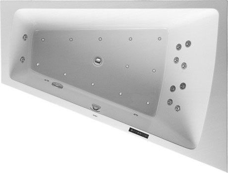 Whirltub Paiova wanna akrylowa strona prawa 1800 x 1400 x 460 mm biała alpin Combi-System L z zestawem odpływowym ze stelażem z jednym ukośnym oparciem