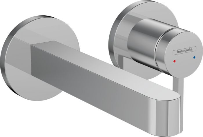 Finoris bateria umywalkowa do montażu z elementem podtynkowym 1-uchwytowa 2-otworowa z zestawem odpływowym element zewnętrzny zasięg wylewki: 168 mm chrom strumień: laminarny