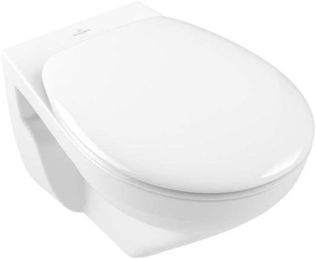 Miska wc ceramiczna z powłoką CeramicPlus VILLEROY & BOCH O.novo wisząca, lejowa, bez kołnierza wewnętrznego 36 x 56 cm weiss alpin | 7682R0R1