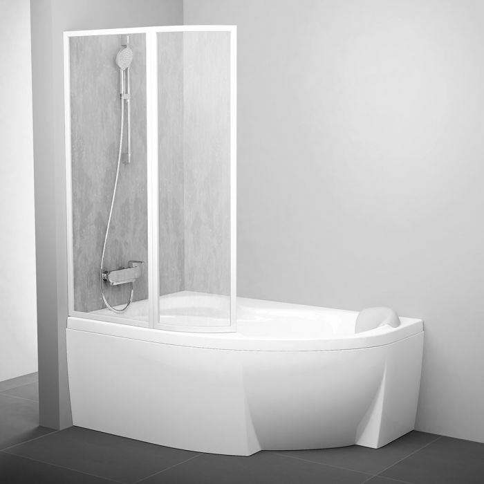 Parawan RAVAK Supernova strona prawa 1700 x 1500 mm biały szkło hartowane transparent bez powłoki | 76PB0100Z1