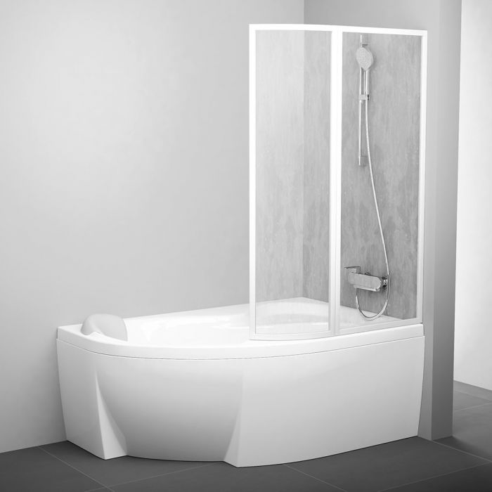 Parawan RAVAK Supernova strona prawa 1400 x 1500 mm biały szkło hartowane Rain bez powłoki | 76P7010041