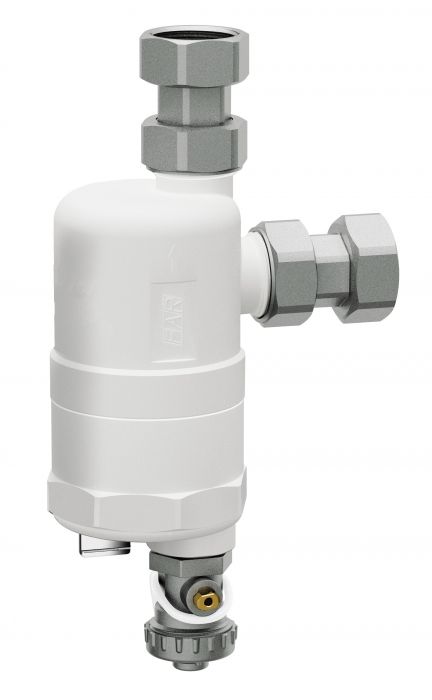 Separator zanieczyszczeń kompaktowy, kątowy AFRISO FAR 401 z magnesem i zaworem spustowym GW | 7774010