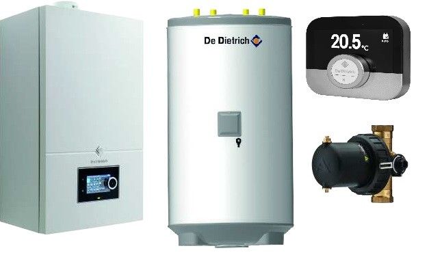 Kocioł gazowy kondensacyjny DE DIETRICH Virtuens Smart 24 w pakiecie z podgrzewaczem c.w.u. AQUAvie 125, termostatem pokojowym SMART TC oraz filtrem magnetycznym 3/4” MagnaClean XS90A | 7866426125AQVTCX
